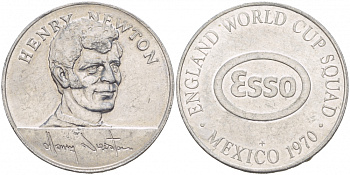 МЕКСИКА ЖЕТОН СПОРТИВНЫЙ 1970 HENRY NEWTON, АНГЛИЙСКИЙ КУБОК ЧЕМПИОНОВ, ГУРТ РУБЧАТЫЙ, ESSO алюминий 4544-832