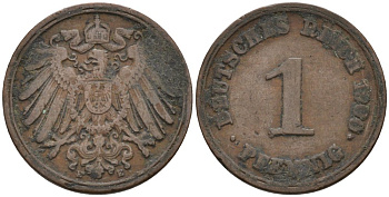 Германия 1 пфенниг 1900 E KM 10, J. 10 медь 4567-1144