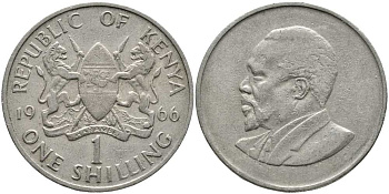 Кения 1 шиллинг 1966 Джомо Кениата KM 5 медно-никель 3333-916