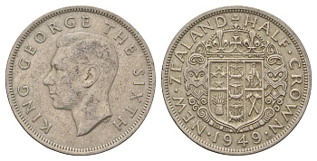 Новая Зеландия 1/2 кроны 1949 Георг VI (1936-1952) KM 19 медно-никель 4672-314