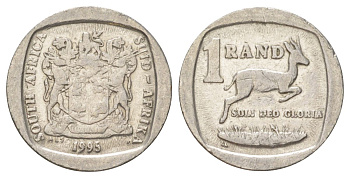 ЮАР 1 ранд 1995 KM 138 медь плакированная никелем 4627-322