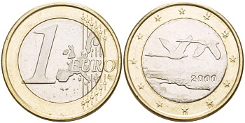 ФИНЛЯНДИЯ 1 ЕВРО 2000 М KM 104 биметалл 180-1116