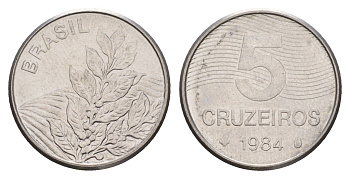Бразилия 5 крузейро 1984 кофе KM 591 нержавеющая сталь 4655-1125