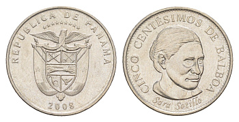 Панама 5 сентесимо 2008 KM 133 медно-никель UNC 4644-118