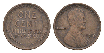 США 1 цент 1910 Линкольн KM 132 бронза 4649-551