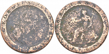 Великобритания 1 пенни 1797 Георг III (1760-1820) KM 618, Spink 3777 медь 107-224