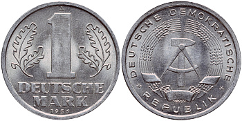 ГДР 1 МАРКА 1956 А KM 13 алюминий aUNC 1523-131