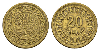 Тунис 20 миллимов 1960 KM 307 латунь 4114-247