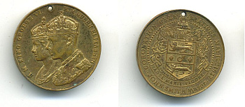 АНГЛИЯ МЕДАЛЬ 1937 НА КОРОНАЦИЮ латунь 6-3-40