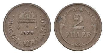 Венгрия 2 филлера 1939 BP KM 506 бронза 4664-852