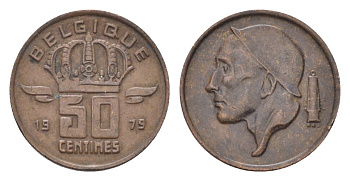 Бельгия 50 сантимов 1979 Belgique, Бодуэн I (1951-1993) KM 148 бронза 4705-228