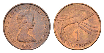 Острова Святой Елены и Вознесения 1 пенни 1984 год-тип KM 1 бронза UNC 4669-317