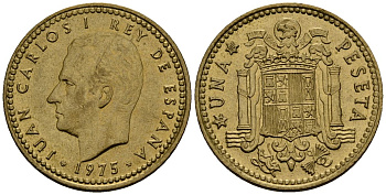 Испания 1 песета 1975 Хуан Карлос I (1975-2014) KM 806 алюминиевая бронза 4176-334