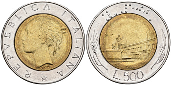 Италия 500 лир 1982 R, Квиринальский дворец в Риме KM 111 биметалл 4586-812