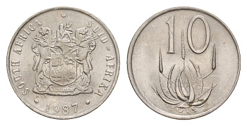 ЮАР 10 центов 1987 KM 85 никель 4651-816