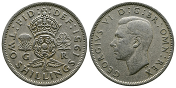 Великобритания 2 шиллинга (флорин) 1951 Георг VI (1936-1952) KM 878, Spink 4107 медно-никель 4607-734