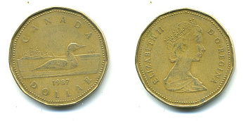 Канада 1 доллар 1987 Елизавета II (1952-2022), утка KM 157 никель плакированный алюминиевой бронзой 59-715