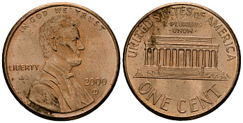США 1 цент 2000 D, Линкольн KM 201b цинк плакированный медью 4136-362