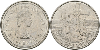 Канада 1 доллар 1984 Жак Картье KM 141 никель UNC 97-136