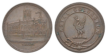 Великобритания, Ливерпуль 1/2 пенни ND (1800) Ливерпульский Королевский Колизей, вес 6,67 гр, диаметр 24 мм бронза 1528-1042