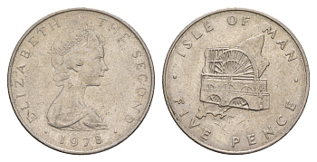 Остров Мэн 5 пенсов 1978 PM, Елизавета II (1952-2022) KM 35 медно-никель 4656-1042