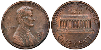 США 1 цент 1983 D, Линкольн KM 201b цинк плакированный медью 4576-842