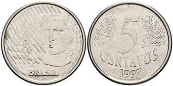 БРАЗИЛИЯ 5 СЕНТАВО 1997 KM 632 сталь 87-434