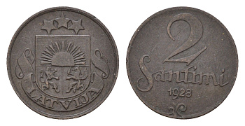 Латвия 2 сантима 1928 KM 2 бронза 4679-236