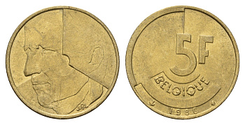 Бельгия 5 франков 1986 Belgique, Бодуэн I (1951-1993) KM 163 алюминиевая бронза 3459-852