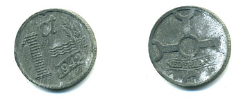 НИДЕРЛАНДЫ 1 ЦЕНТ 1942 ВИЛЬГЕЛЬМИНА (1890-1948) KM 170 цинк 35-1328