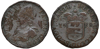 Льеж, Епископство 1 лиард 1688 Льежское епископство (1650 - 1794) KM 95 медь 4132-1136