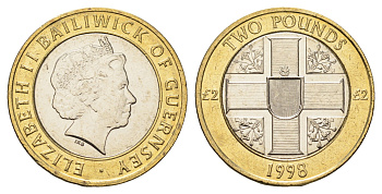 Гернси 2 фунта 1998 KM 83 биметалл UNC 4660-843