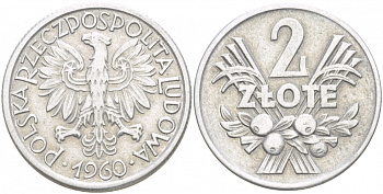 Польша 2 злотых 1960 MW KM 46, Parchimowicz 216c алюминий 4539-823