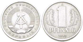 ГДР 1 ПФЕННИГ 1982 А KM 8.2 алюминий 206-1134