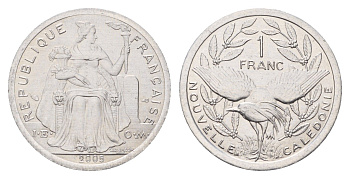 Новая Каледония 1 франк 2005 KM 10 алюминий UNC 212-1213