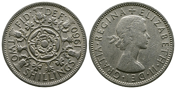 Великобритания 2 шиллинга (флорин) 1960 Елизавета II (1952-2022) KM 906, Spink 4146 медно-никель 4382-232