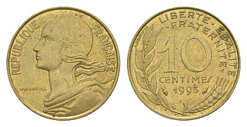 Франция 10 сантимов 1993 тип Morlon KM 929, Le Franc 144.35 алюминиевая бронза 4630-366