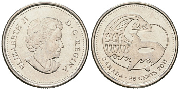 Канада 25 центов 2011 Природа Канады - Косатка KM 1170 никелированная сталь UNC 4573-932