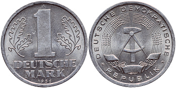 ГДР 1 МАРКА 1956 А KM 13 алюминий aUNC 1523-132