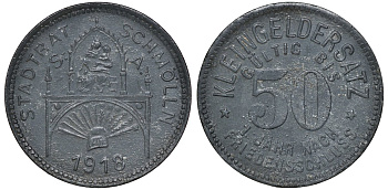 Германия 50 пфеннигов 1918 Саксен-Альтенбург, Нотгельд Шмольн Funck 478.3 цинк 4132-1245