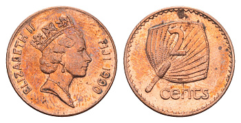 Фиджи 2 цента 1990 KM 50a цинк плакированный медью UNC 4697-712