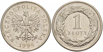 Польша 1 злотый 1994 MW KM 282 медно-никель 4539-821