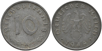 Германия 10 рейхспфеннигов 1944 A KM 101, J.371 цинк 4151-259