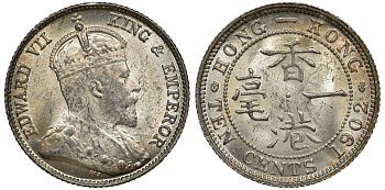 Гонконг 10 центов 1902 Эдуард VII (1901-1910) KM 13 серебро UNC 91-722