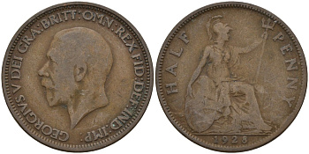 Великобритания 1/2 пенни 1936 Георг V (1910 - 1936) KM 837, Spink 4058 бронза 4146-213