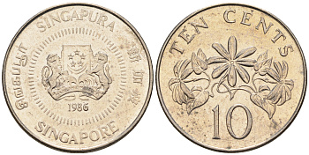 Сингапур 10 центов 1986  KM 51 медно-никель    4594-1067
