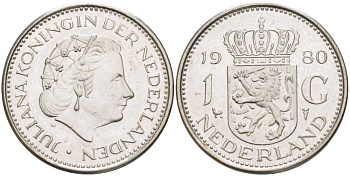 Нидерланды 1 гульден 1980 Юлиана (1948-1980) KM 184а никель 212-1156