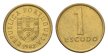 Португалия 1 эскудо 1982 KM 614 никель латунь UNC 4679-534