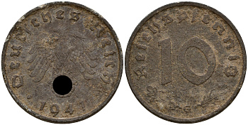 Германия 10 рейхспфеннигов 1941 G J. 371, KM 101 цинк    4603-827