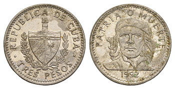 Куба 3 песо 1992 Эрнесто Че Гевара KM 346a сталь плакированная никелем 4646-353